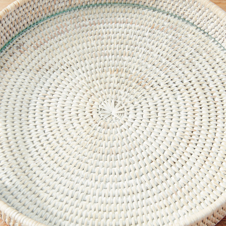 Bermuda Rattan Whitewash Round Tray