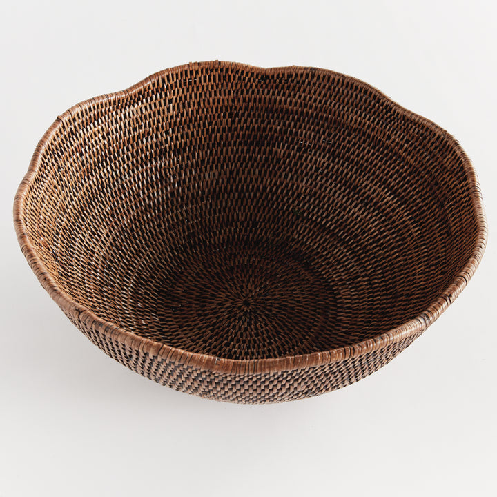 Bermuda Brown Rattan Scalloped Bowl