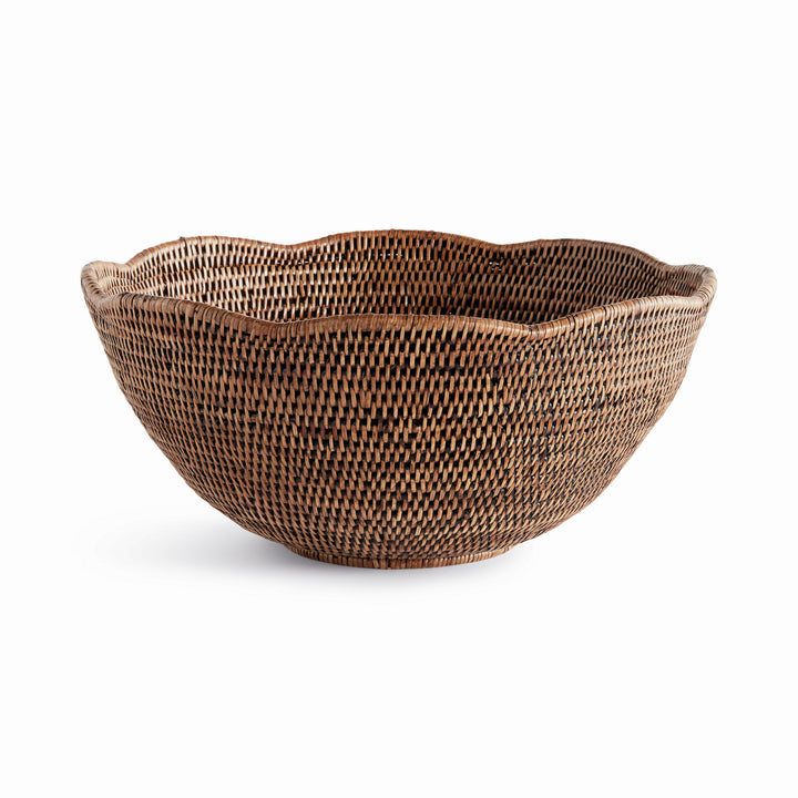 Bermuda Brown Rattan Scalloped Bowl