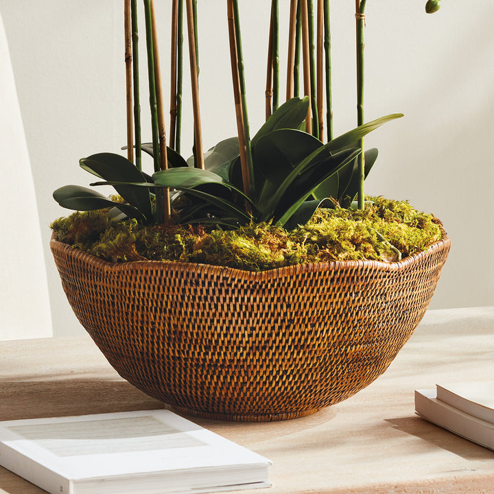 Bermuda Brown Rattan Scalloped Bowl