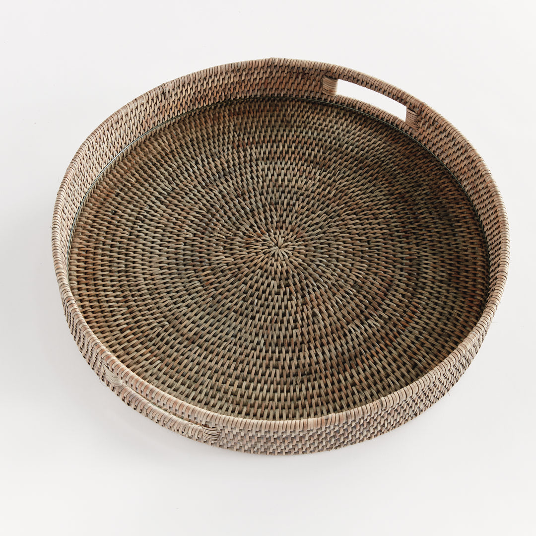 Bermuda Rattan Grey Round Tray