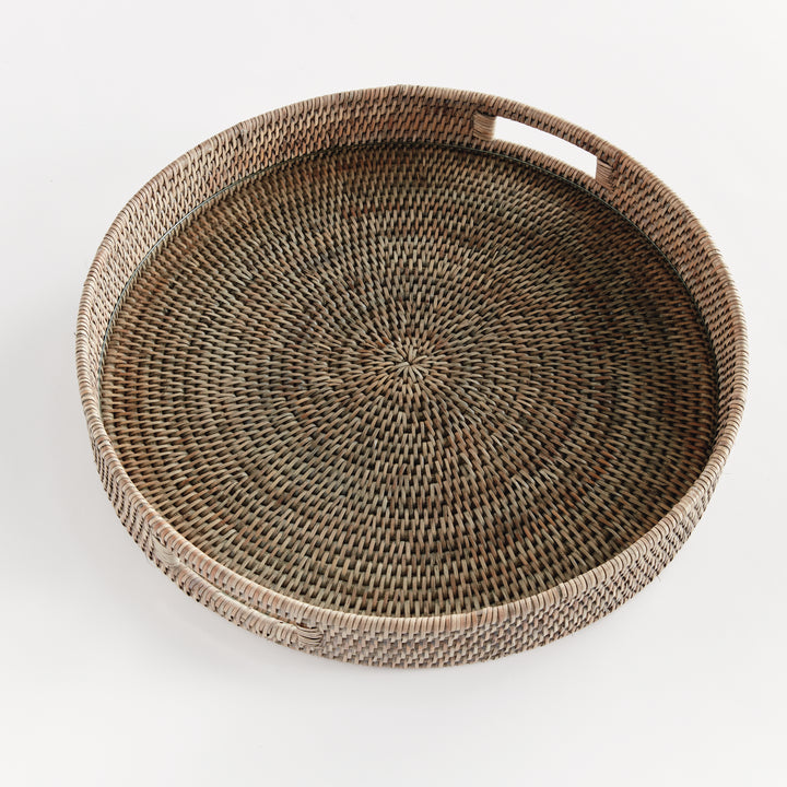 Bermuda Rattan Grey Round Tray