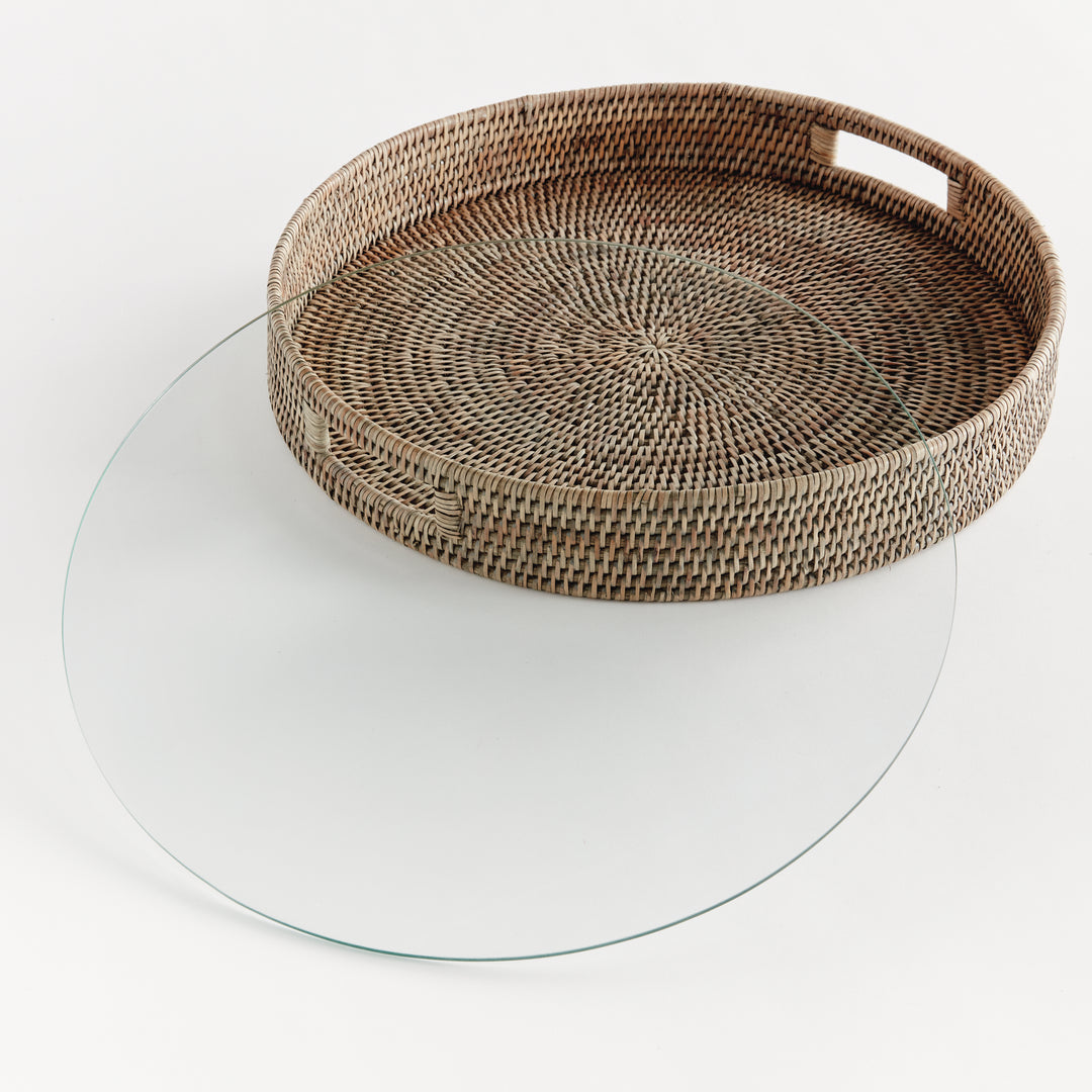 Bermuda Rattan Grey Round Tray