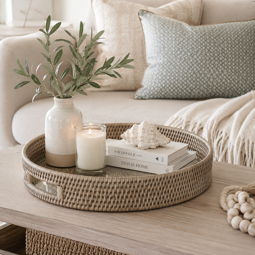 Bermuda Rattan Grey Round Tray