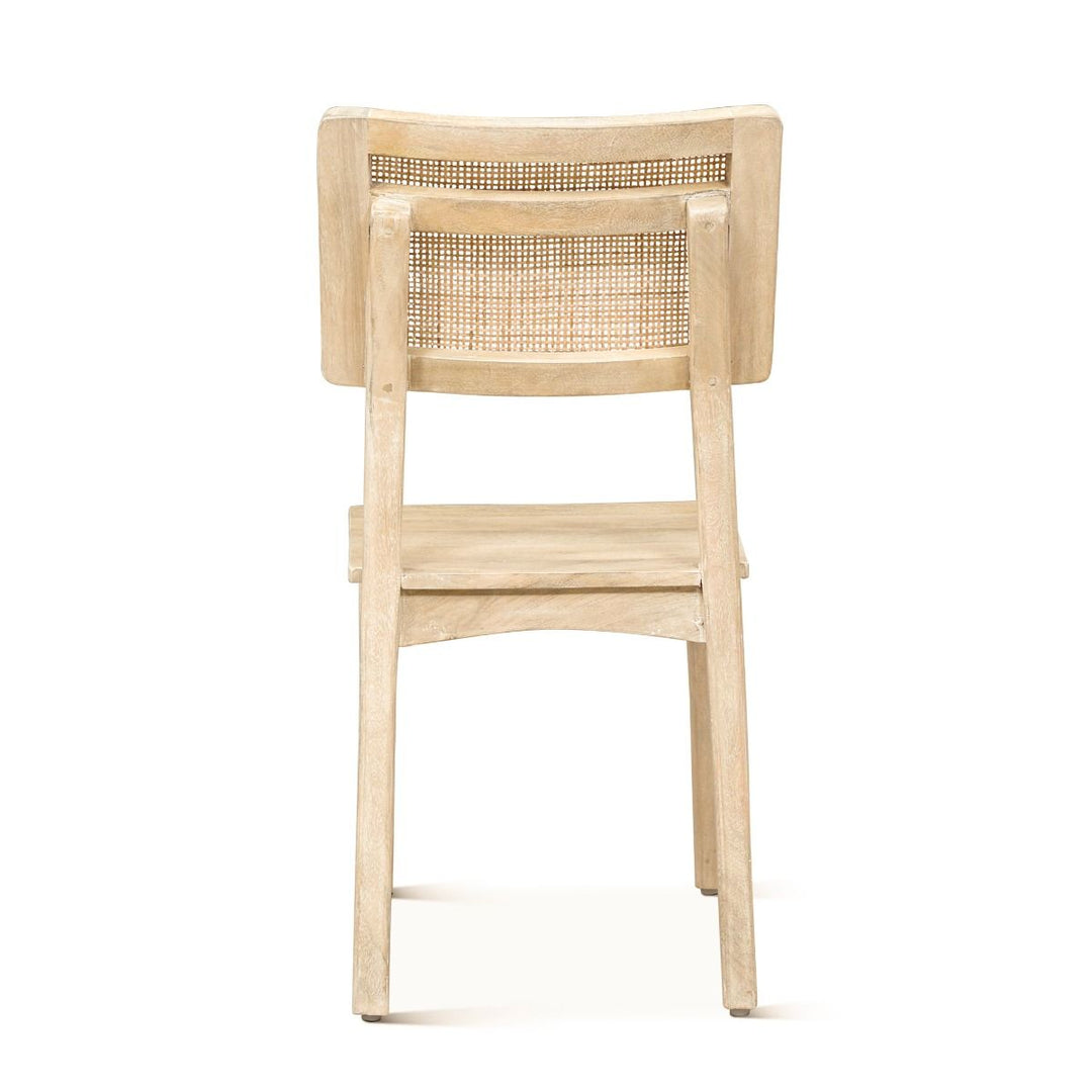 Blanca Mango Wood Dining Chair - Natural Wood white finish - Cane back rest - Coastal Compass Home Decor