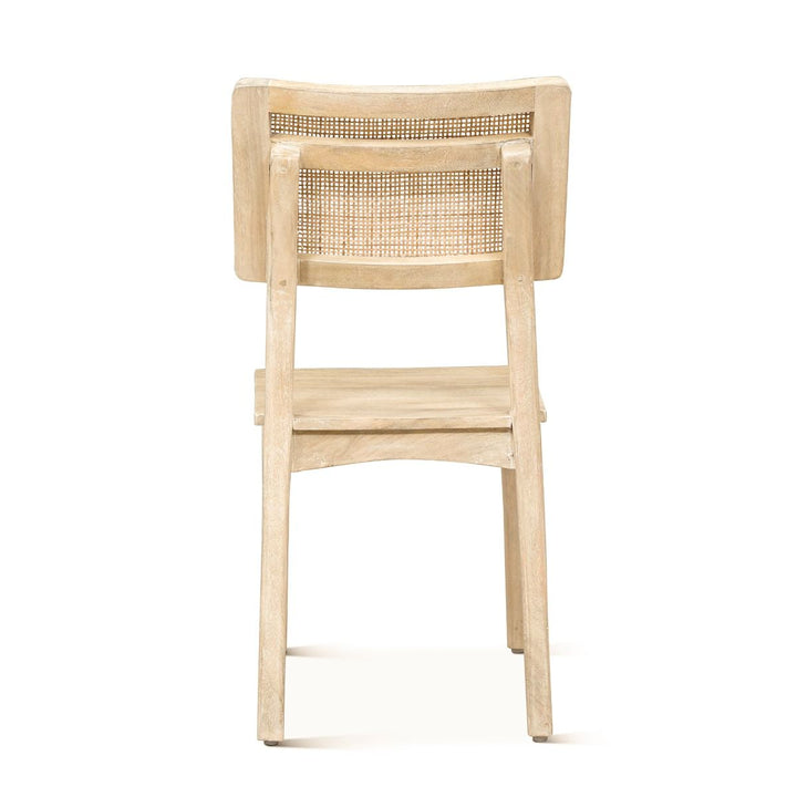Blanca Mango Wood Dining Chair - Natural Wood white finish - Cane back rest - Coastal Compass Home Decor
