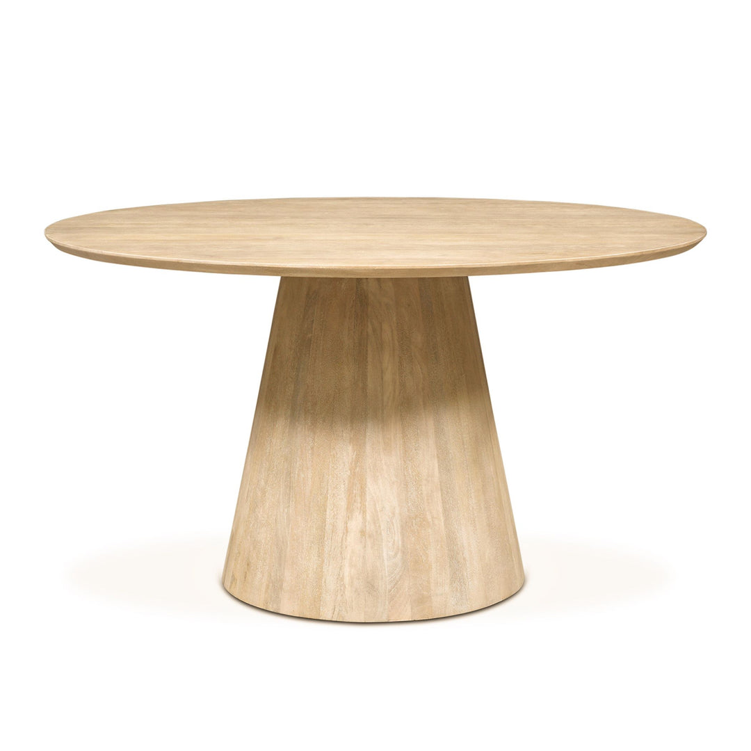 Blanca Mango Wood Round Dining Table - Round Table Top - Natural wood white finish - Coastal Compass Home Decor