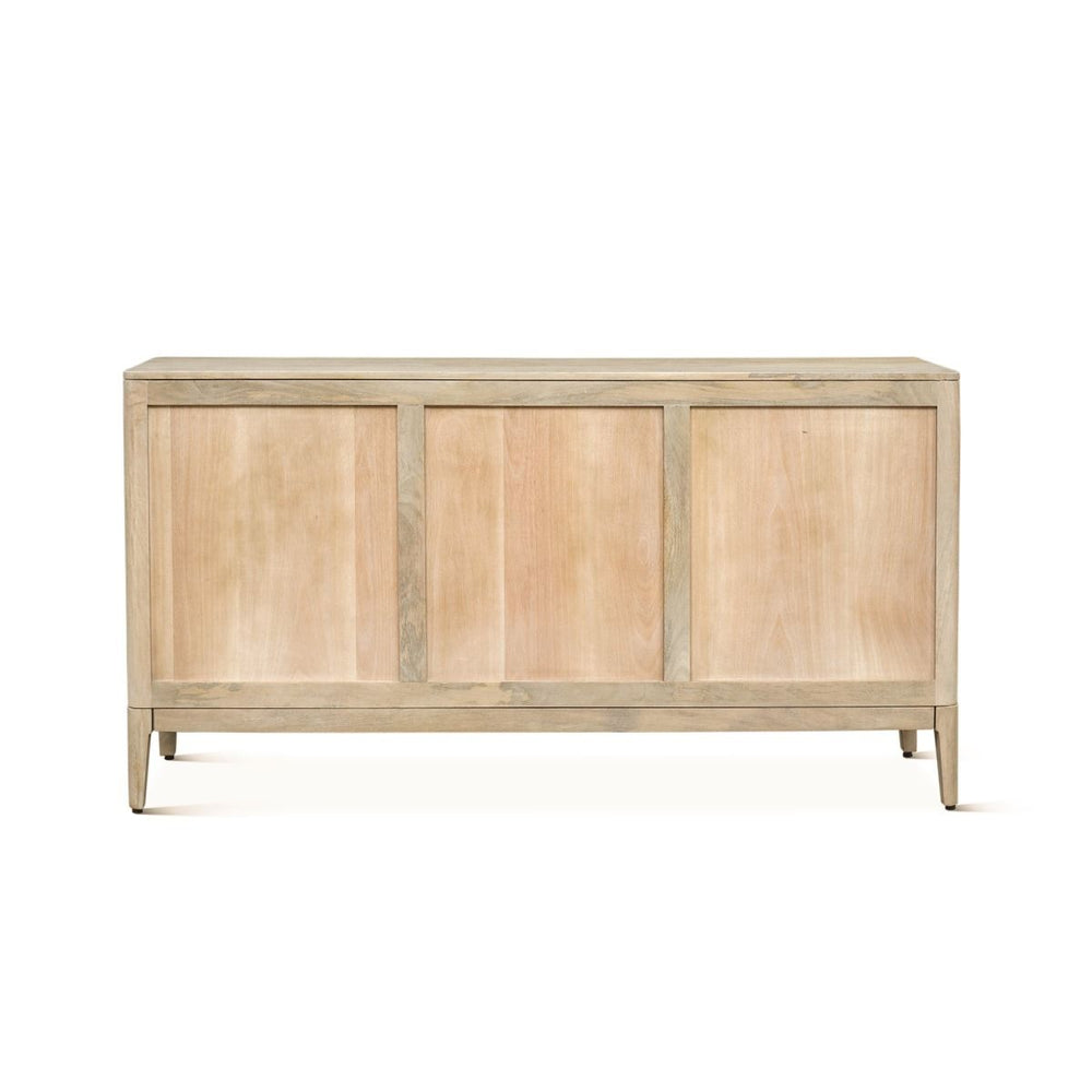 Blanca Mango Wood Sideboard - 3 Door Sideboard - Cane front doors - natural white finish - Coastal Compass Home Decor