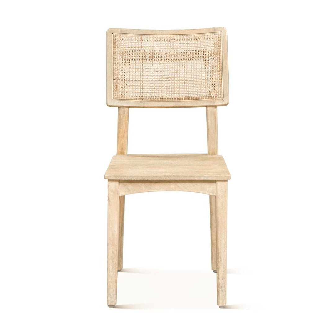 Blanca Mango Wood Dining Chair - Natural Wood white finish - Cane back rest - Coastal Compass Home Decor