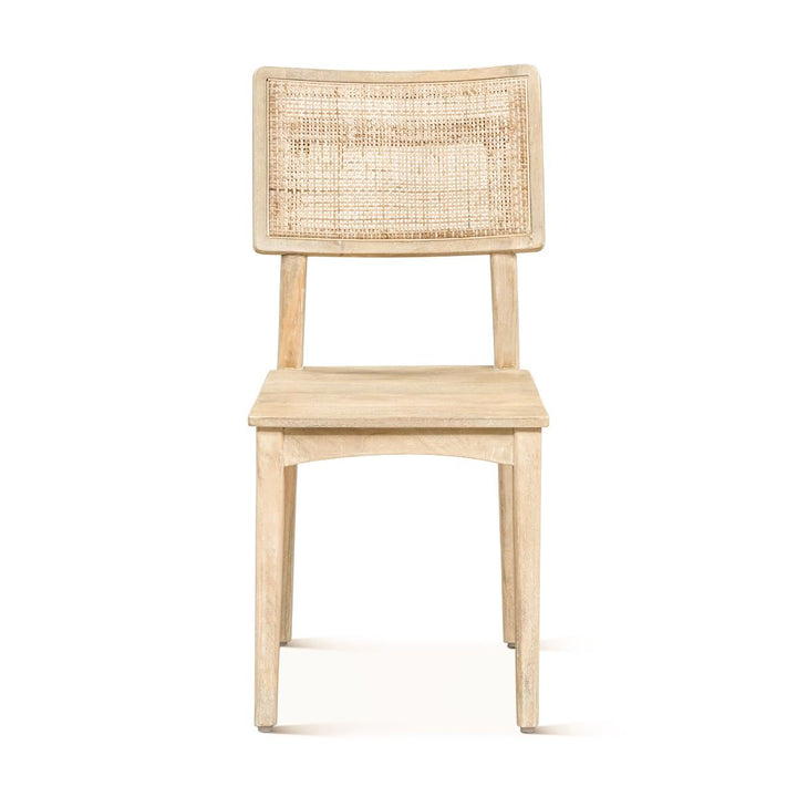 Blanca Mango Wood Dining Chair - Natural Wood white finish - Cane back rest - Coastal Compass Home Decor
