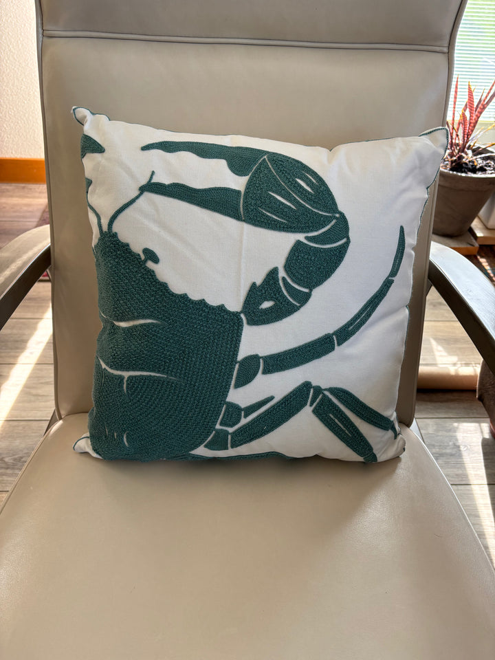 Chain-link Blue Crab Accent Pillow