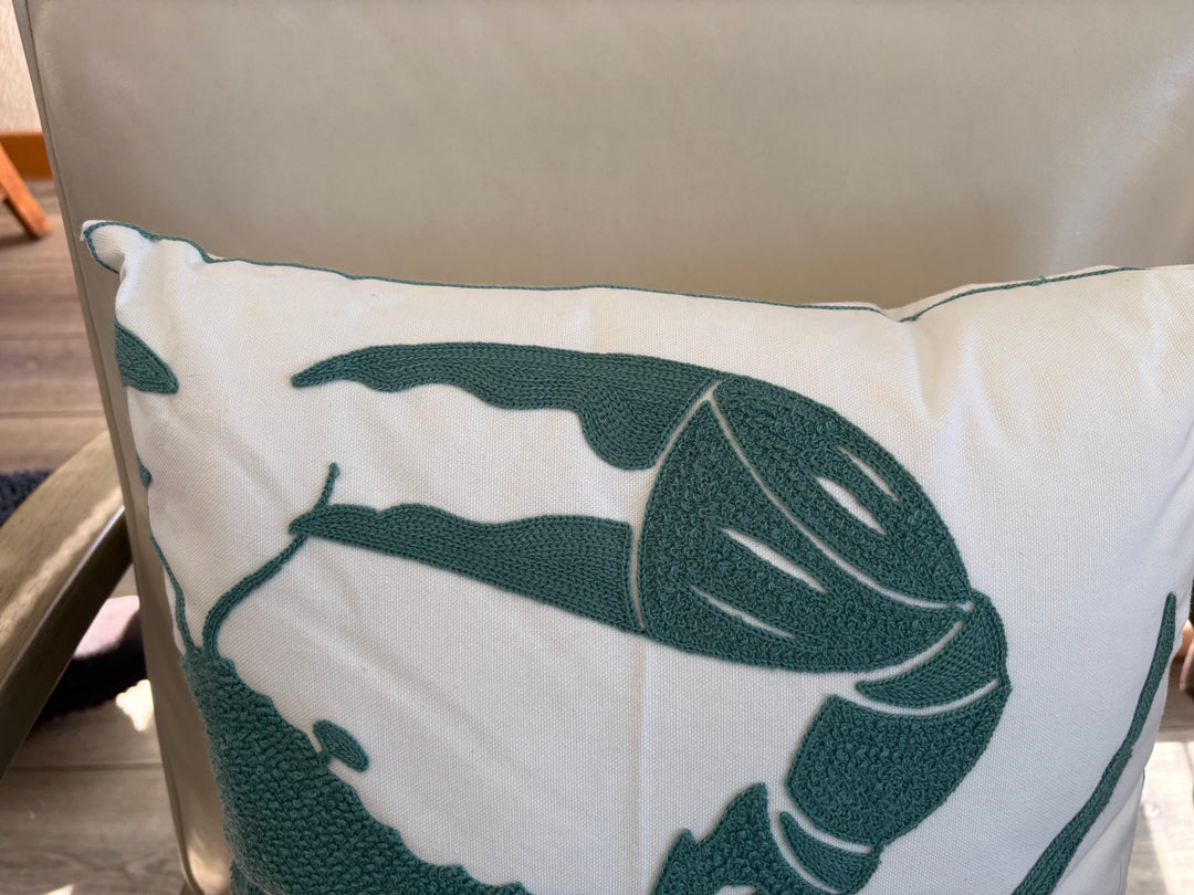 Chain-link Blue Crab Accent Pillow