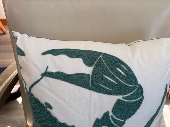 Chain-link Blue Crab Accent Pillow