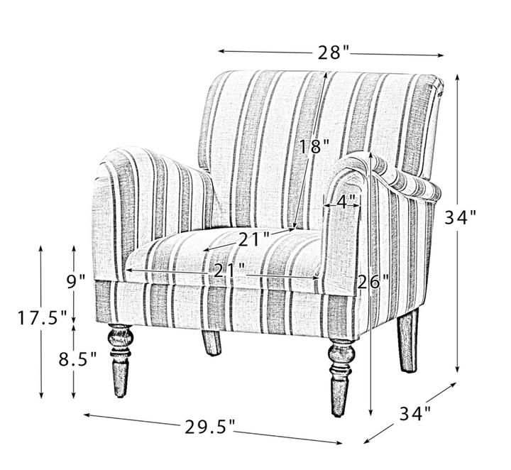 Tan Striped Accent Chair