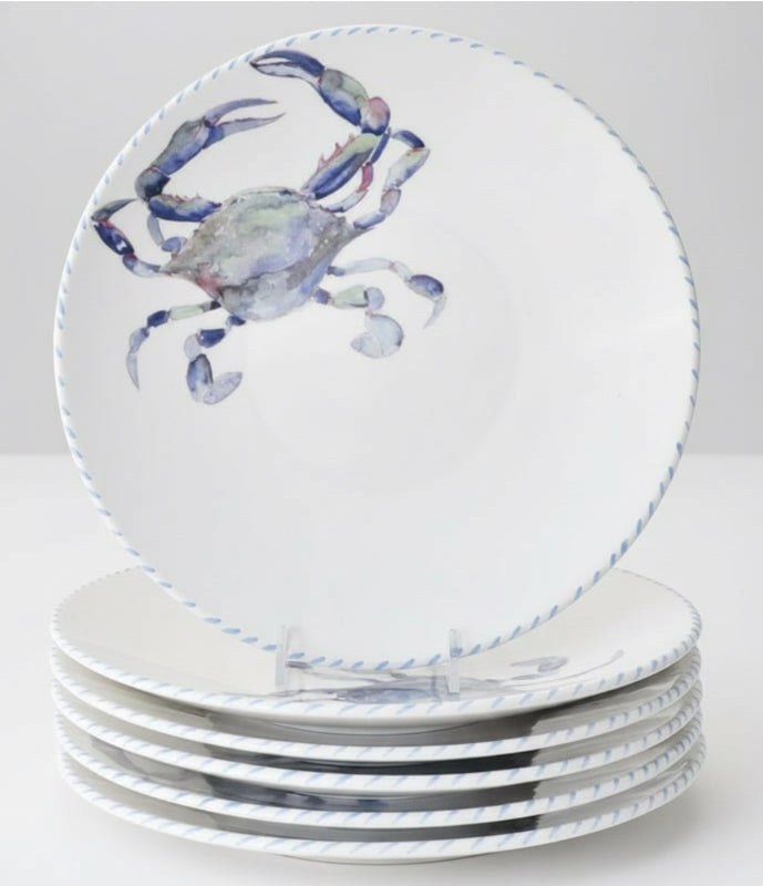 Blue Crab Coastal Dinner Plate - Set of 6