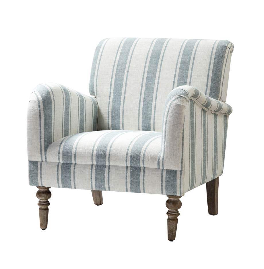 Blue Striped Accent Chair