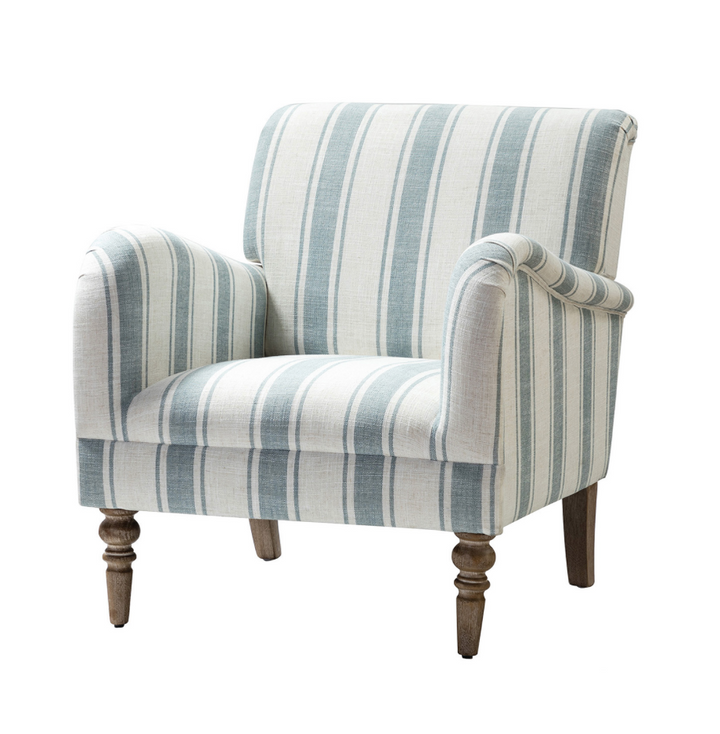 Blue Striped Accent Chair