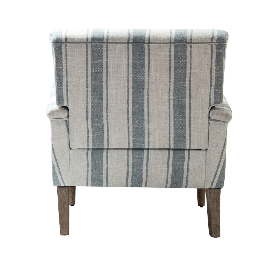 Blue Striped Accent Chair
