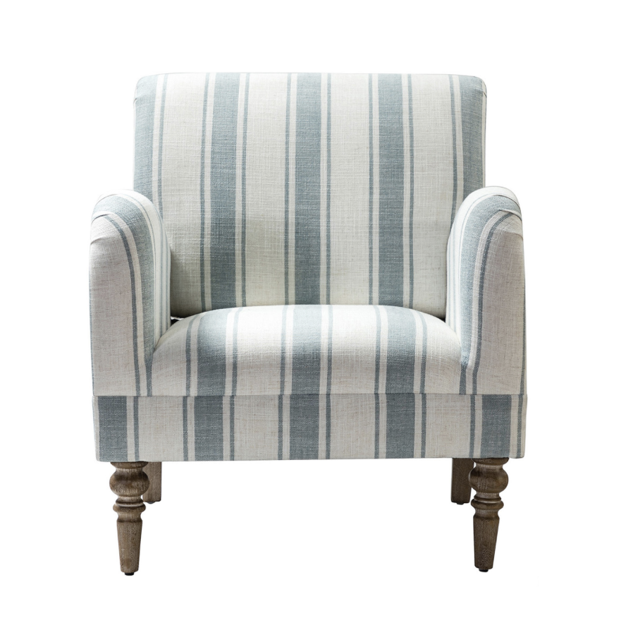 Blue Striped Accent Chair