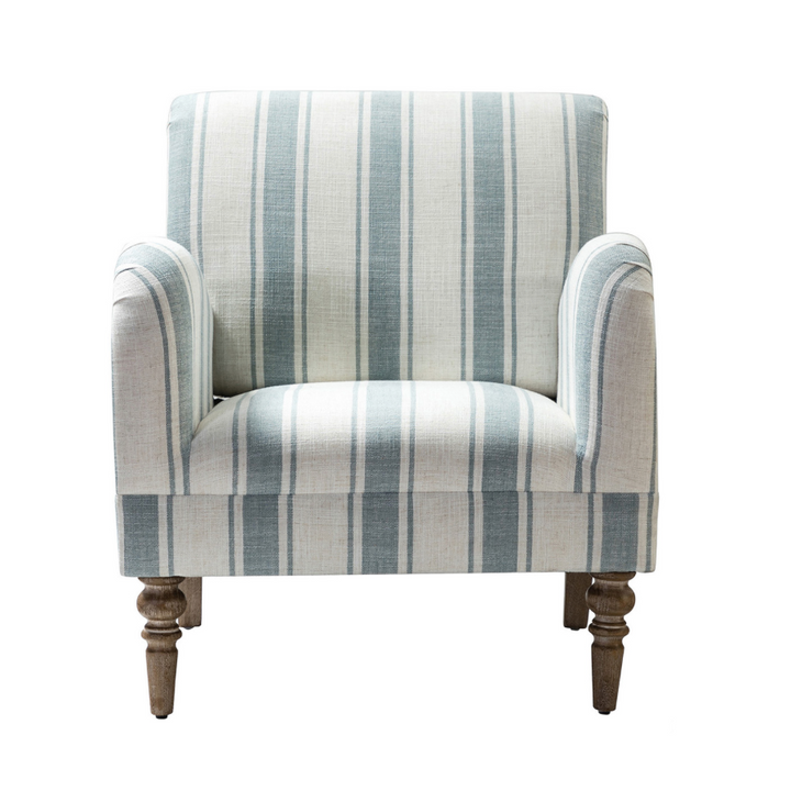 Blue Striped Accent Chair