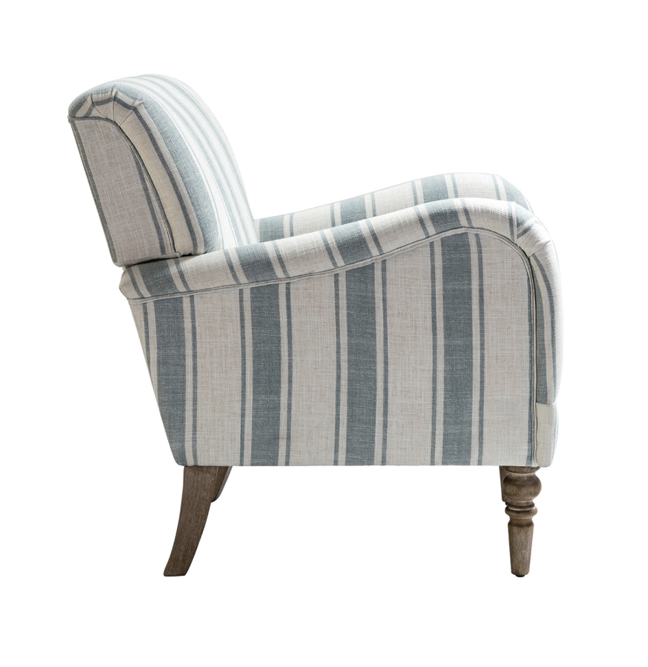 Blue Striped Accent Chair