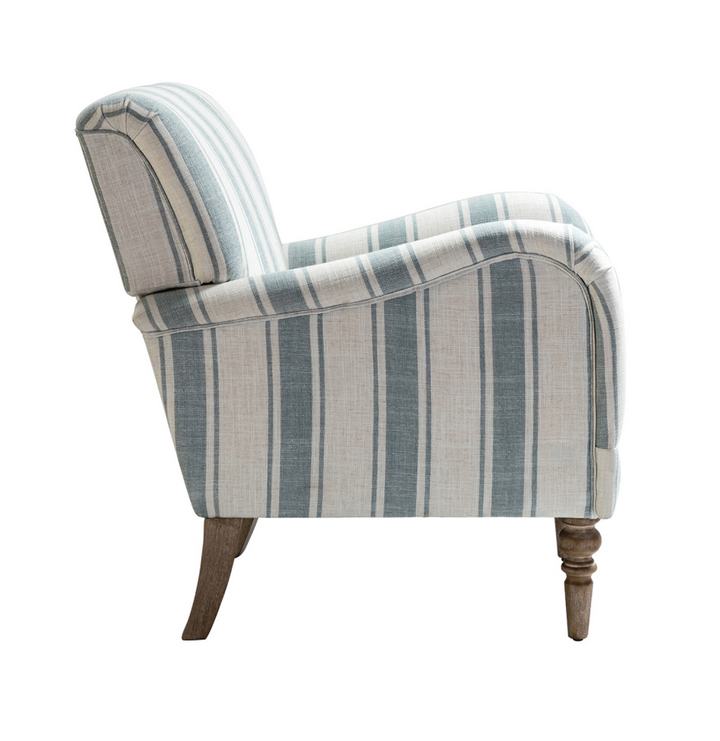 Blue Striped Accent Chair