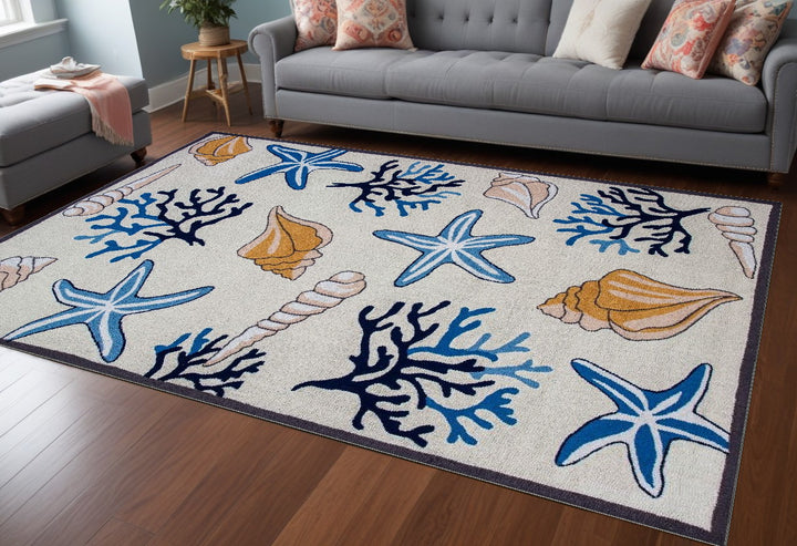 Blue & Yellow Seashells Rug