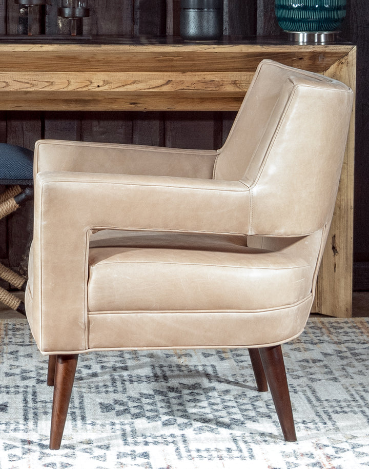 Bone Leather Accent Chair Side - Coastal Compass Home Decor