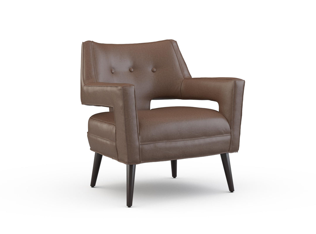Bone Leather Accent Chair - Evolution Caribou Leather - Walnut Brown Wood Legs - Coastal Compass Home Decor