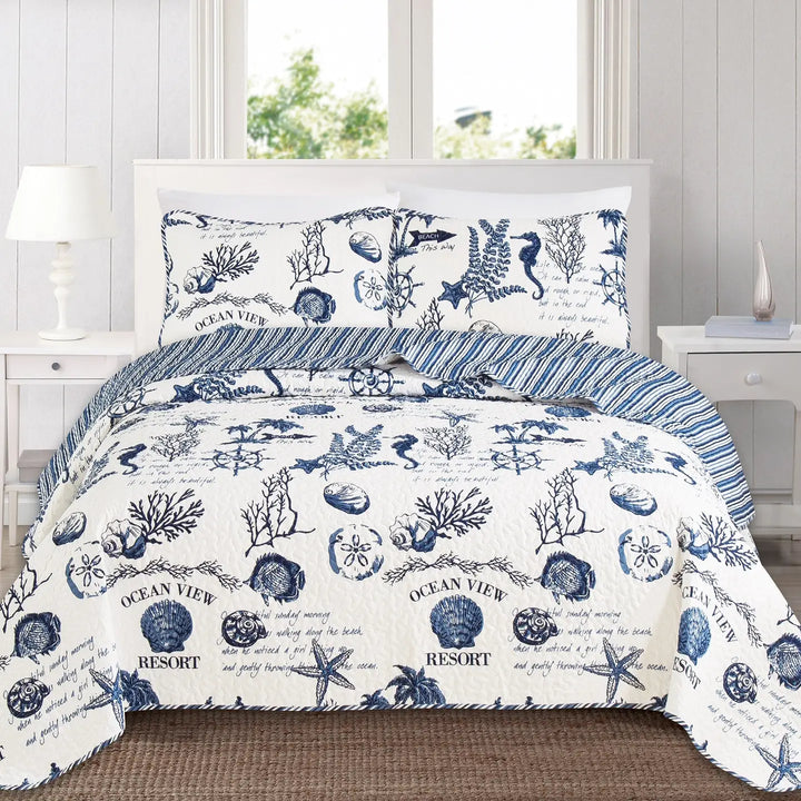 Catalina Sea Reversible Quilt Set