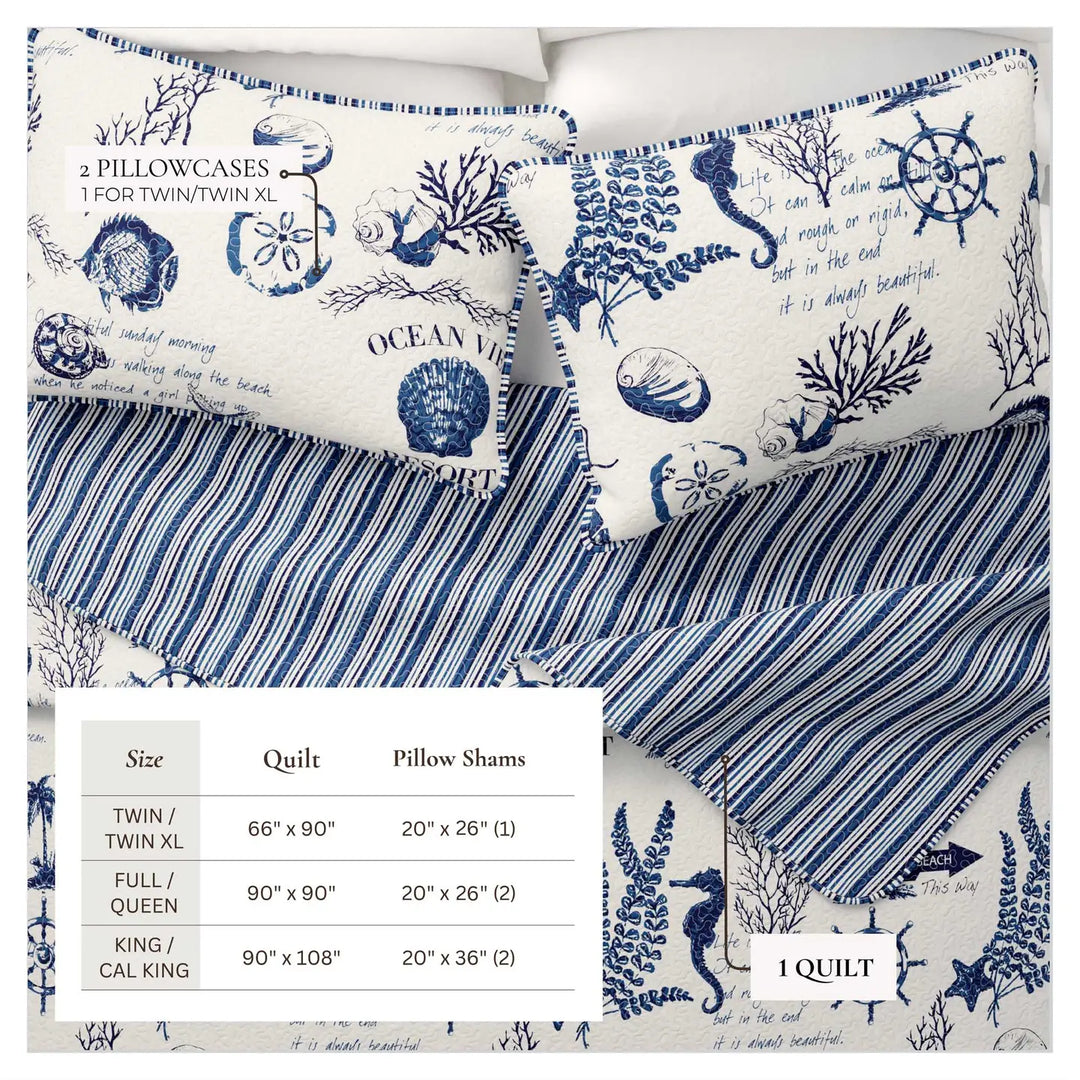 Catalina Sea Reversible Quilt Set