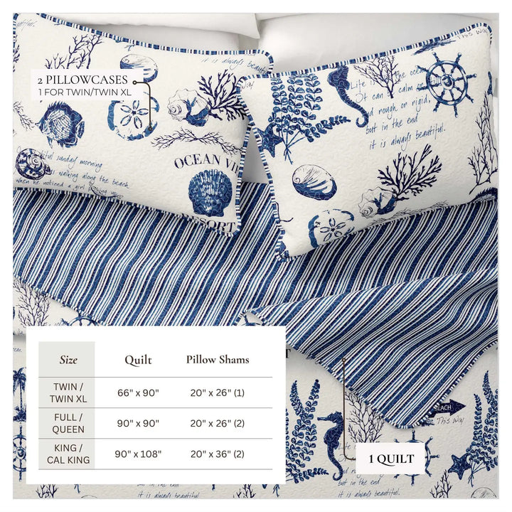 Catalina Sea Reversible Quilt Set