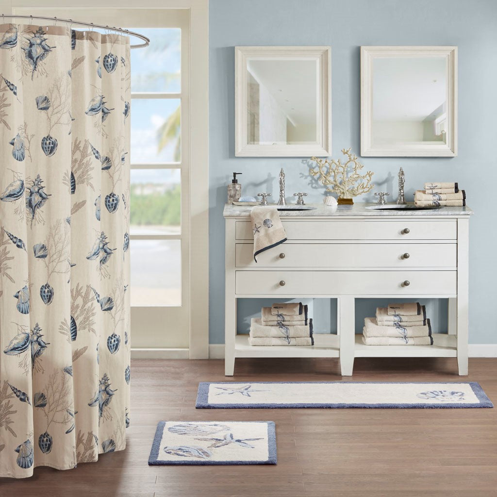 Coastal Blue Shells Shower Curtain
