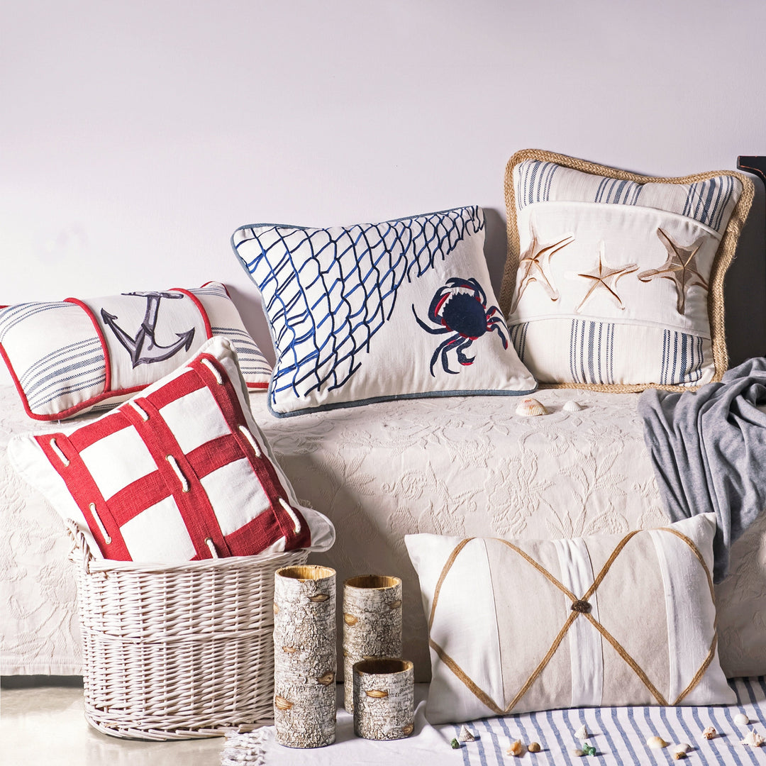 Horizon Stripe Starfish Throw Pillow