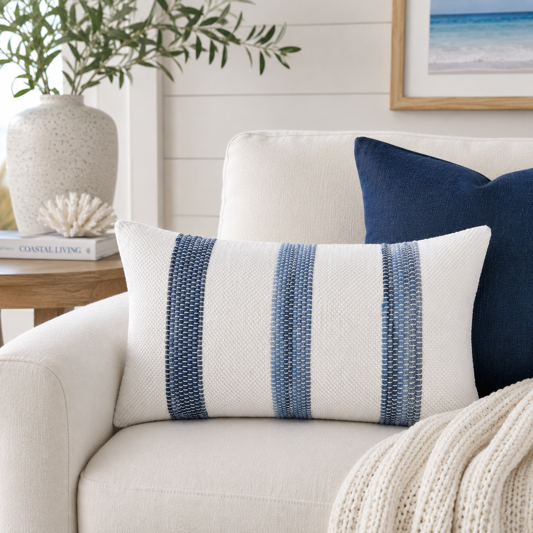 Coastal Breeze Stripe Lumbar Pillow