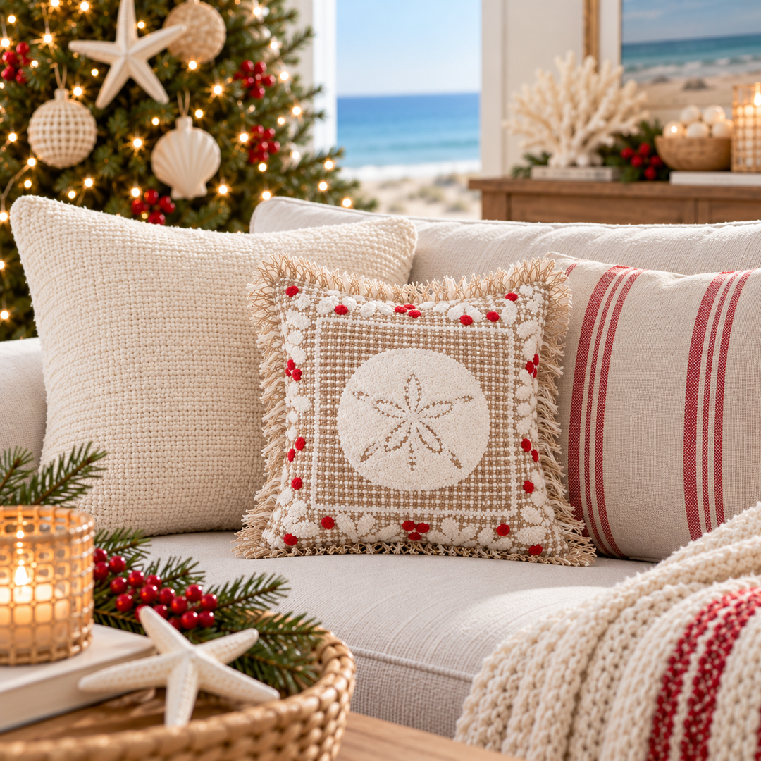 Sand Dollar Coast Holiday 10" Throw Pillow