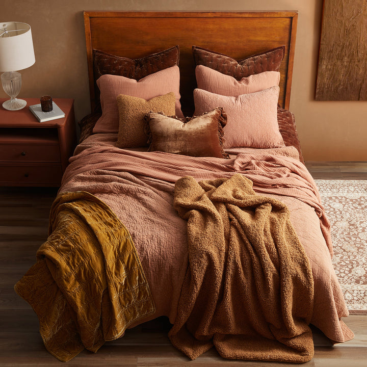 Diamond Stitch Stonewash Quilt Set