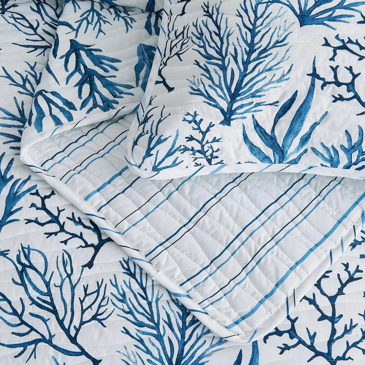 Coral Navy Reversible Quilt Set