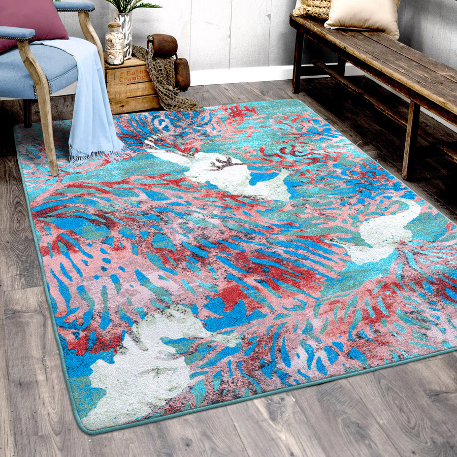 Coral Seahorse Rug | Coastal & Beach Rugs | Coastal Compass – The ...