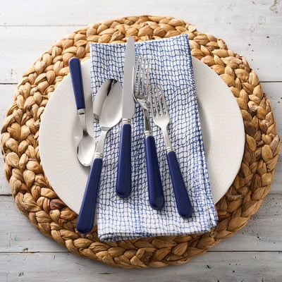 Crab Net Dinner Napkin Set - Blue Net on White - 4 Napkins - Coastal Compass Home Decor