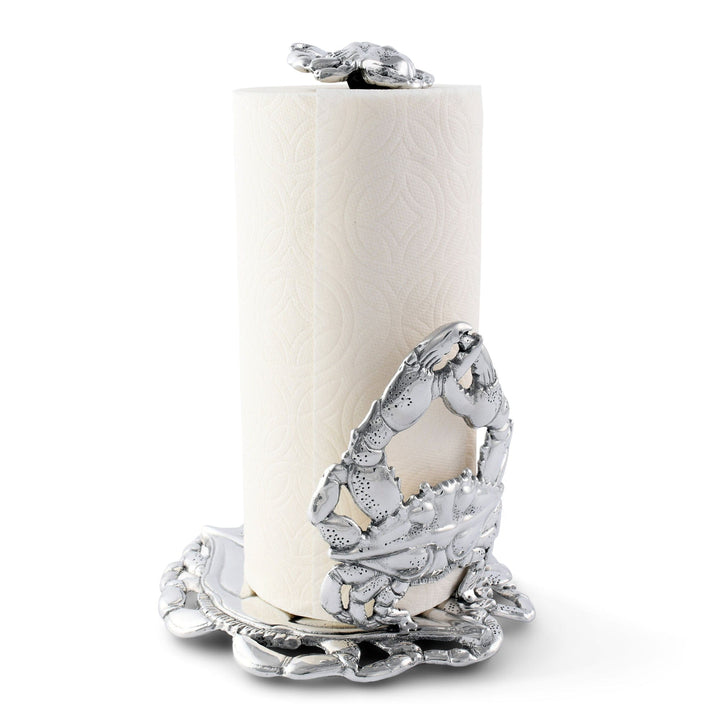 Crab Paper Towel Holder - Aluminum - Intricate crab details - Coastal Compass Home Decor