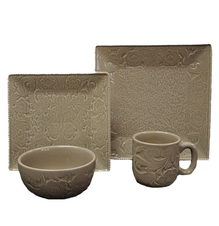 Floral Embossed Dinnerware Set