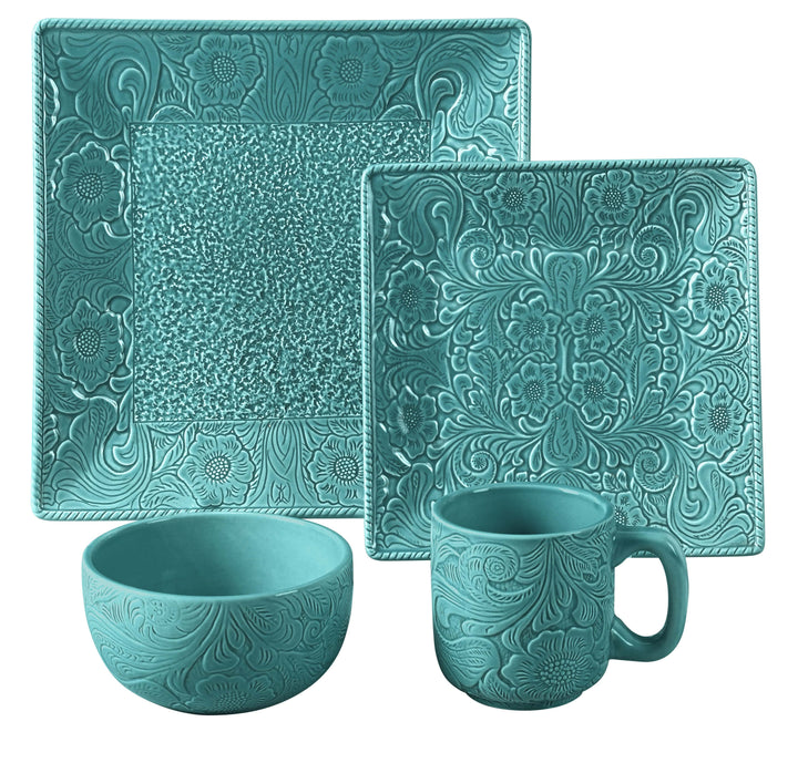 Floral Embossed Dinnerware Set