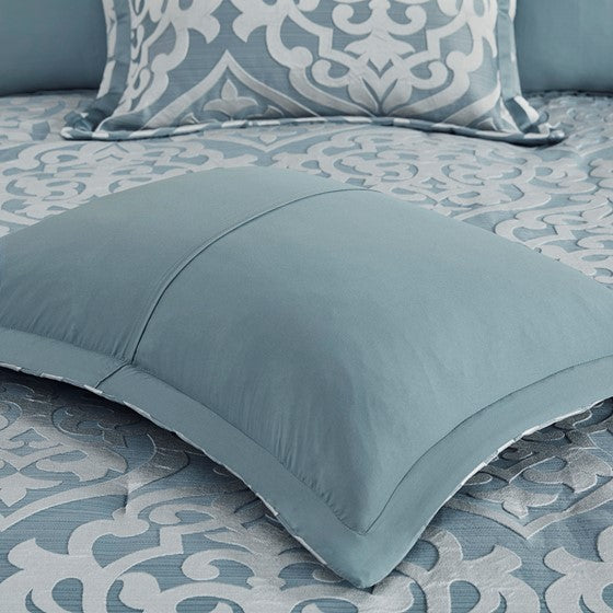 Damask Medallion Pillow Shams - Blue & White Damask Pattern - Envelope back closure - Coastal Compass Home Decor