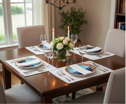 Deep Sea Patterned Pottery Dinner Plate