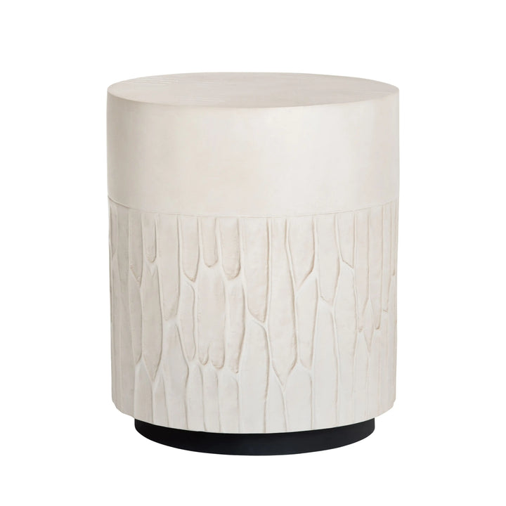 Delray Accent Table - Organic Texture - White Painted Finish - Coastal Compass home Decor