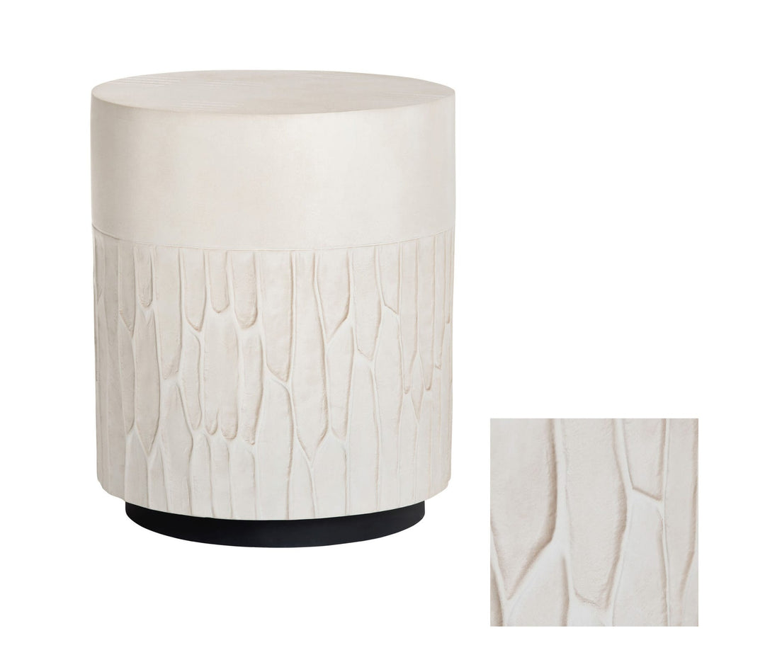 Delray Accent Table - Organic Texture - White Painted Finish - Coastal Compass home Decor