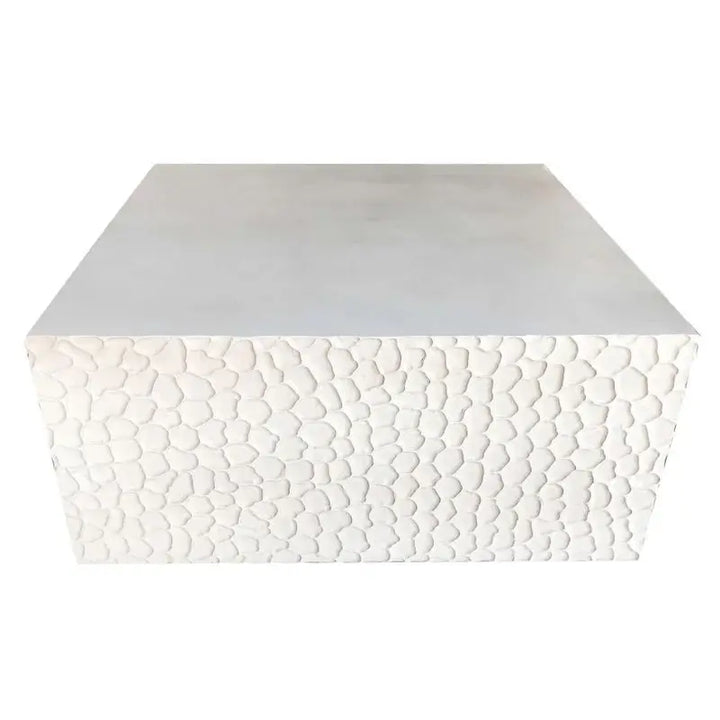 Delray Cocktail Table - Organic Texture - White Painted Finish - Coastal Compass Home Decor