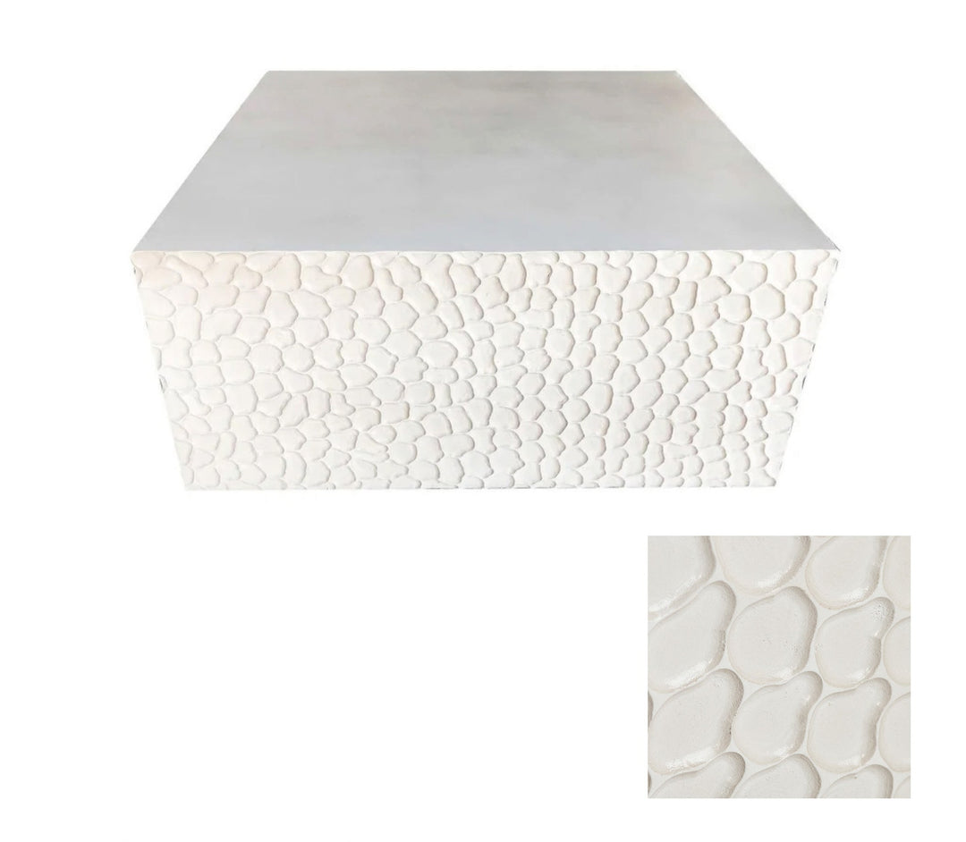 Delray Cocktail Table - Organic Texture - White Painted Finish - Coastal Compass Home Decor