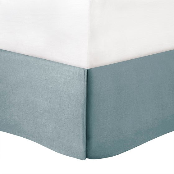 Damask Medallion Bed Skirt - Solid light blue bed skirt - Coastal Compass Home Decor